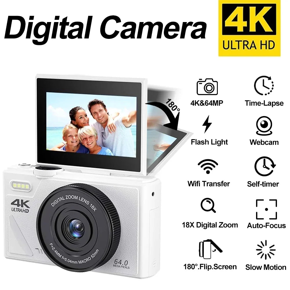 4K Flip Screen Vlog Camera